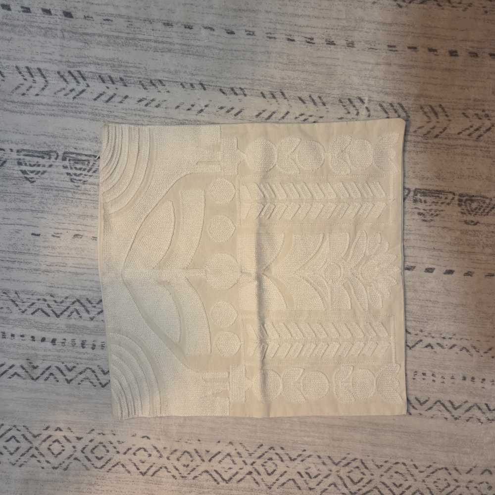 Cream Textured Decorative Throw Pillow Cover